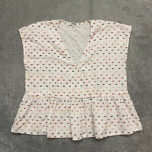 Madewell Peplum Crossover Top in Rainbow Clipdot Size Medium